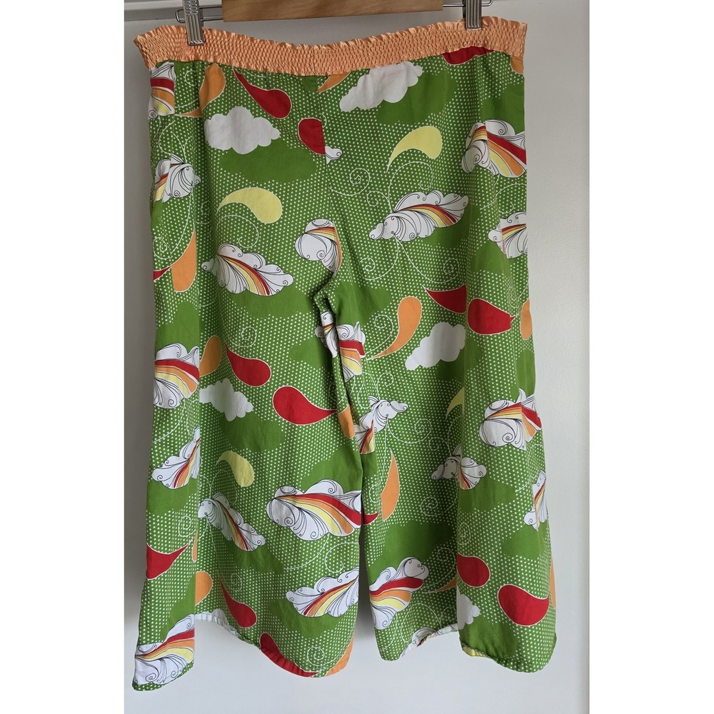 Peter Alexander Pajama Pants Women M Green Cotton Graphic Lounge Trousers